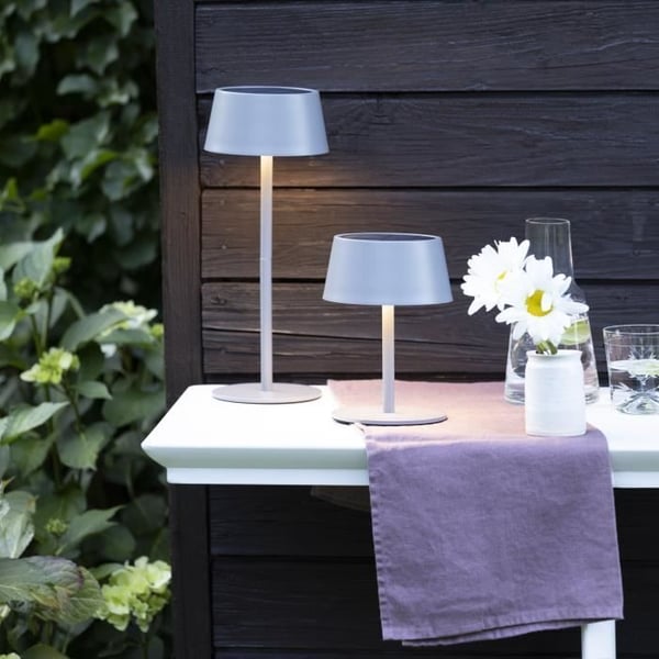 Udendørs bordlampe - BRILLIANT - PICCO - LED og solcelle - Metal og plastik - 5 W - Frostet grå