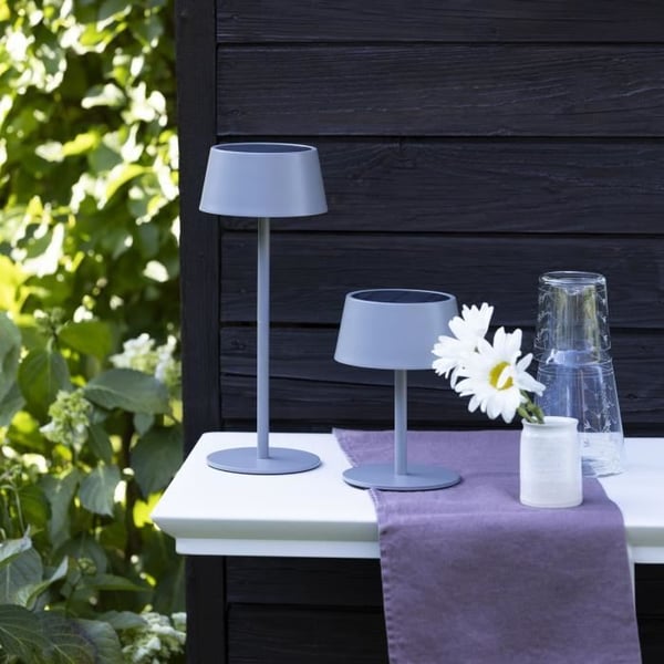 Udendørs bordlampe - BRILLIANT - PICCO - LED og solcelle - Metal og plastik - 5 W - Frostet grå
