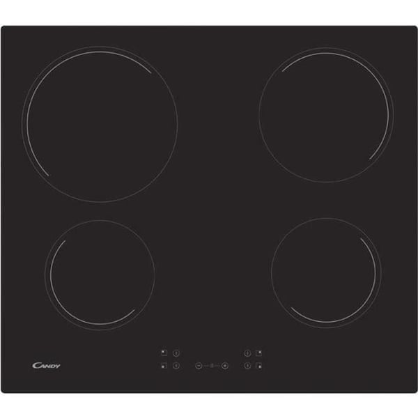 CANDY CH64CCB keramikhäll - 4 brännare - L 56 x D 49 cm - Svart glasbeläggning