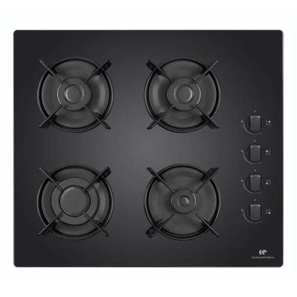 CONTINENTAL EDISON bord med 4 blus - Gas - Sort glas