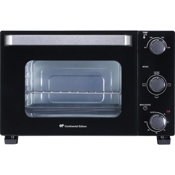 CONTINENTAL EDISON CEMF22B - 22L sort elektrisk miniovn - 1300W - Rotisserie. Naturlig konvektion