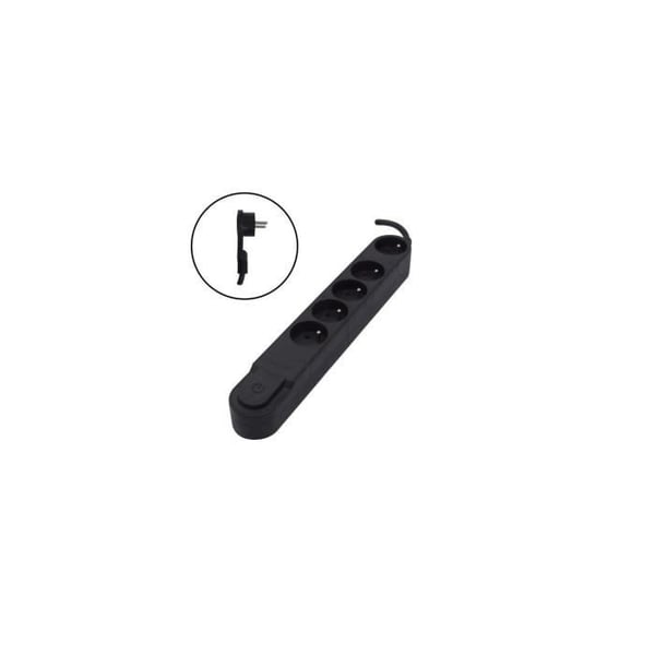 CHACON 5-stikdåse 16 A strømskinne med afbryder. Fladstik. 1,5 m kabel HO5VV-F 3x1,5 mm² sort