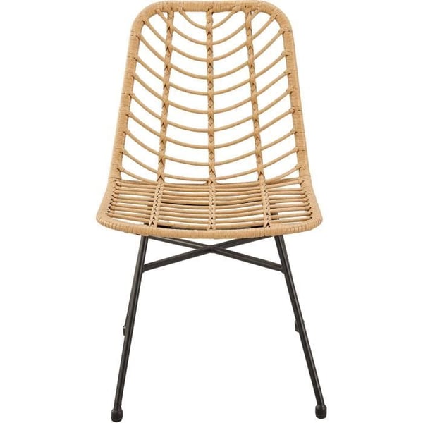 Sæt med 2 havestole - Imiteret naturlig rattan - Stålstruktur - L63,5 x H 86 x D 48 cm