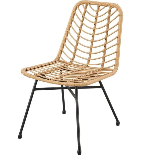 Sæt med 2 havestole - Imiteret naturlig rattan - Stålstruktur - L63,5 x H 86 x D 48 cm