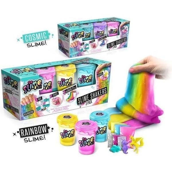 Canal Toys 3 limasekoittimen setti, satunnainen malli, kosminen tai sateenkaari - Luo omat limasi!