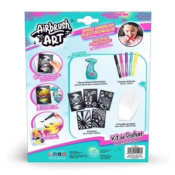 Canal Toys - Airbrush Art - Posterskapande kit med elektronisk spray, stenciler och markörer - AIR 015