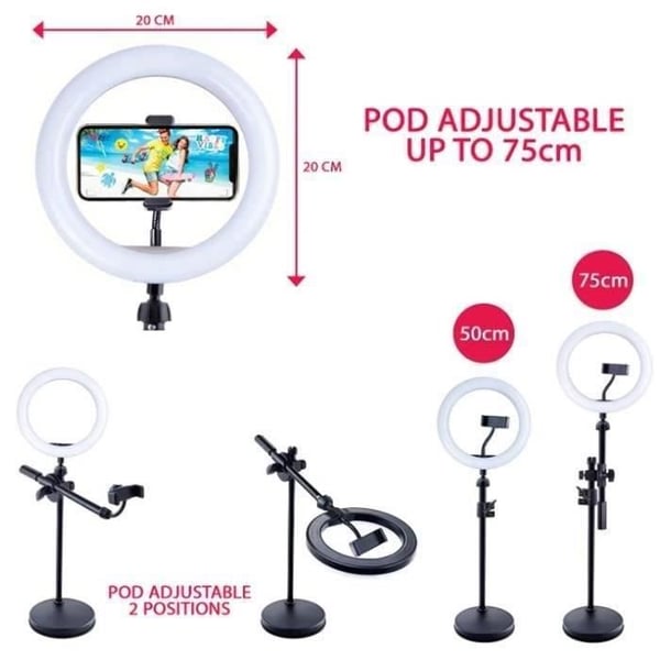 Canal Toys - 2-i-1 Videostudio med Flerfärgad LED-ringlampa. Dubbelfunktionsstativ - Studio Creator - INF027