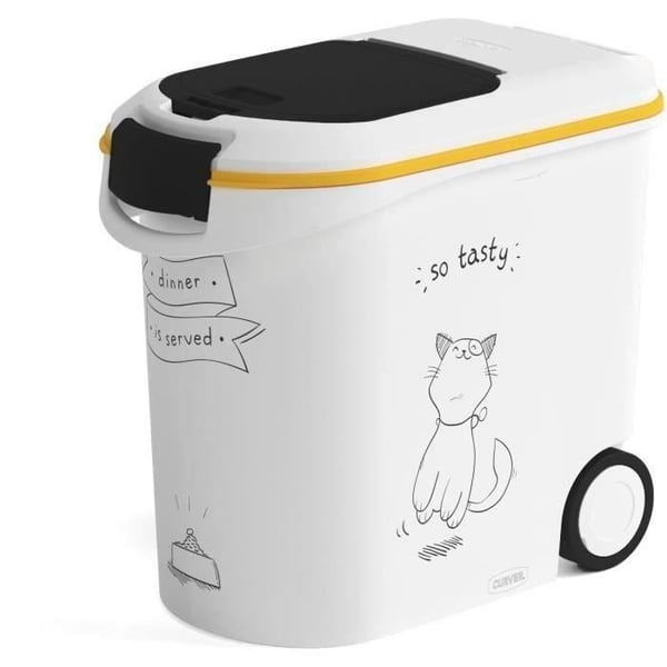 CURVER Kattefoderbeholder med hjul 12 kg - 35L - Middag serveres CURVER Kattefoderbeholder med hjul 12 kg - 35L - Middag serveres