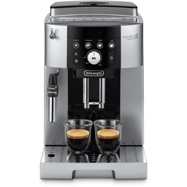 Espressokværn - DELONGHI Magnifica S Smart - ECAM250.23.SB - Kaffemaskine med bønner og kaffekopper