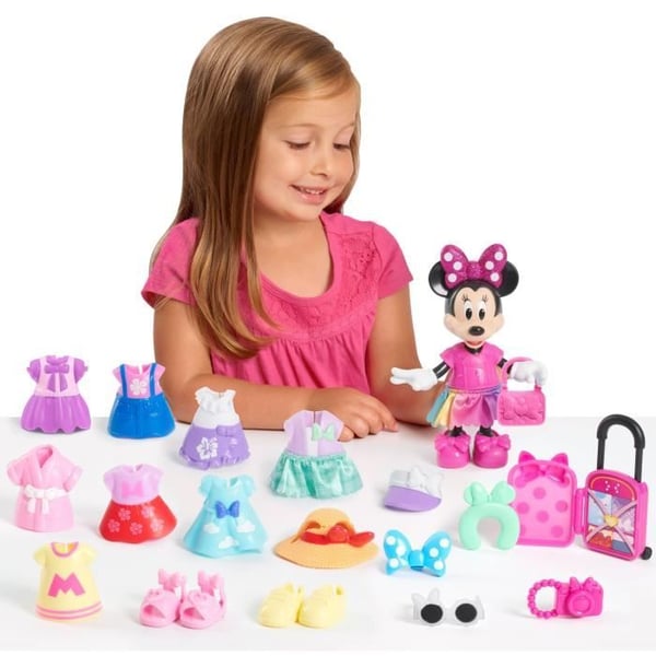 Dukkeæske - DISNEY MINNIE MOUSE - Modeæske - 15 cm Minnie dukke. 25 dele mode og tilbehør