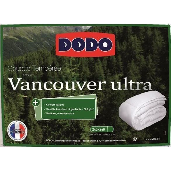 Dynebetræk 240 x 260 cm - DODO - Tempereret - 100% polyesterfiber - Til 2 personer - Hvid