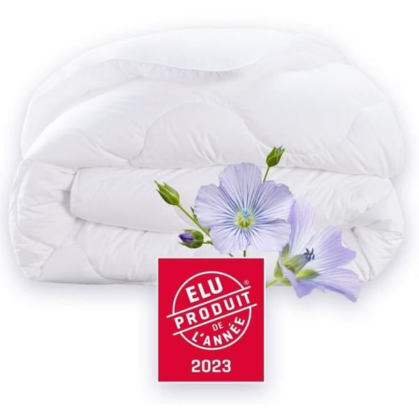 Dynebetræk 220x240 cm DODO CHAMPS DE LIN - Varm - 450 g/m² - Dobbeltdyne - Blød og varm - Antimide-antibakteriel