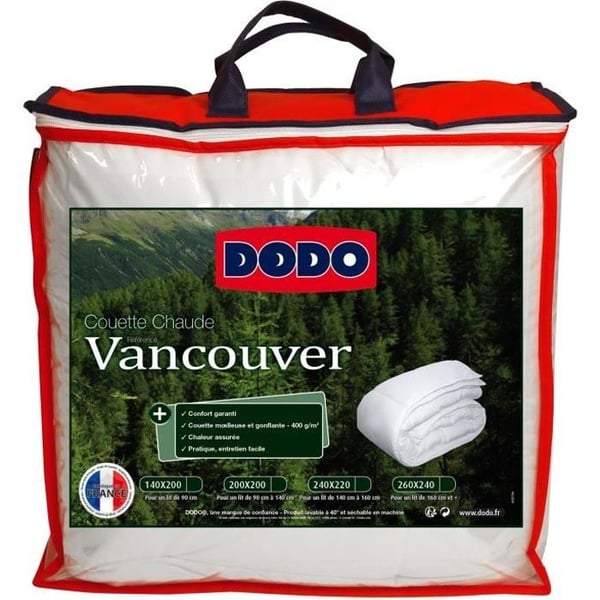 Vancouver Warm -peitto - 140 x 200 cm - 400 g/m² - Valkoinen - DODO