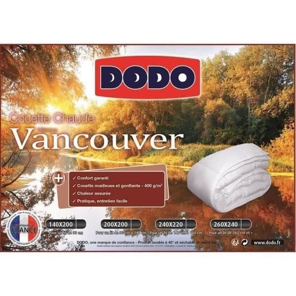 Vancouver Varm Dyne - 220 x 240 cm - 400gr/m² - Hvid - DODO