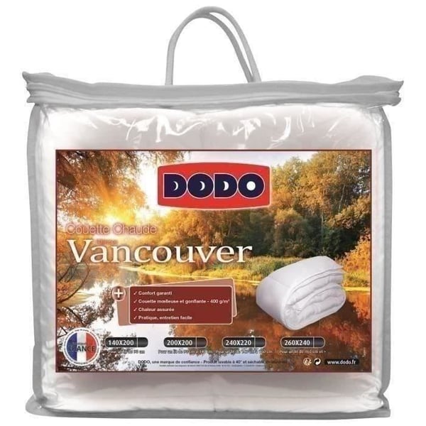 Vancouver Varm Dyne - 240 x 260 cm - 400gr/m² - Hvid - DODO