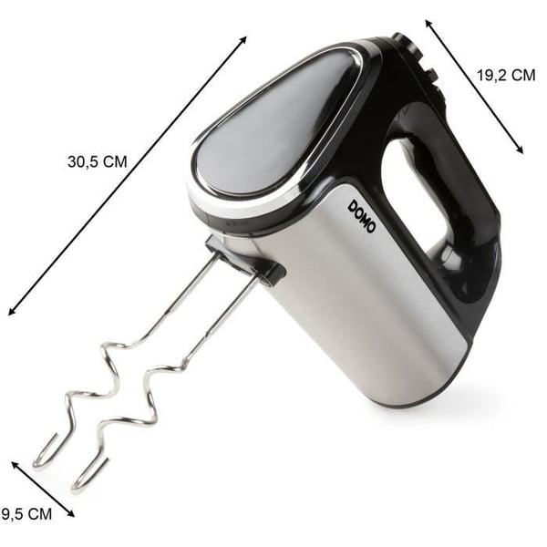 Elmixer - DOMO - DO9258M - 800 W - 5 hastigheter + Turbo - Svart / Stål