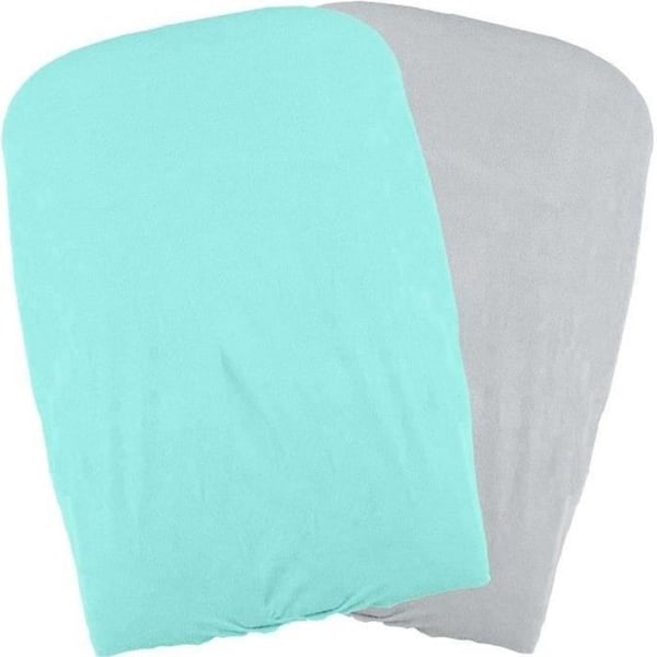 DOMIVA Set med 2 skötbäddsöverdrag - Polycotton - Oeko-Tex - Aqua/Pearl - 50 x 75 cm
