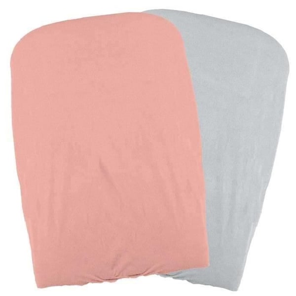 DOMIVA Set med 2 skötbäddsöverdrag - Polycotton - Oeko-Tex - Persika/Pärla - 50 x 75 cm