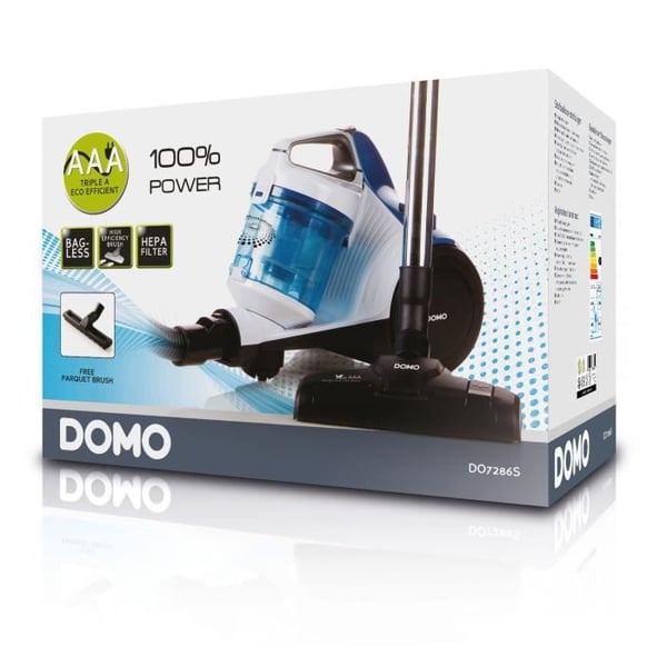 DOMO DO7286S Poseløs Støvsuger - 1,5 L - 700 W - Hvid og Blå