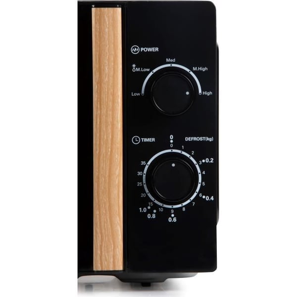 DOMO DO2820 Mikrobølgeovn - 20L - 700W - 35 min timer - Optøningsfunktion - L44 x D35,8 x H 25,8 cm - Sort træfinish