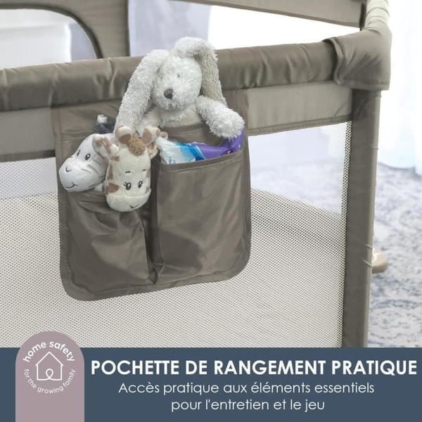 Explore Park - DREAMBABY - 6 sidor med tygbotten och vadderad ram - Ø 1,40 m - H 70 cm - Taupe