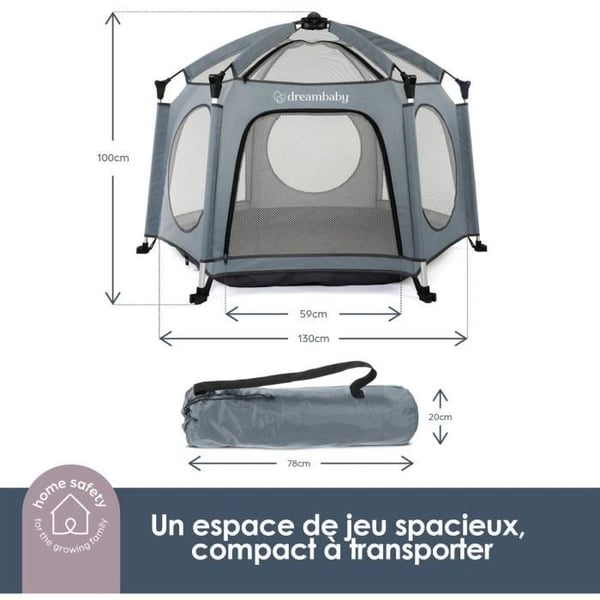 Äventyrspark Pop-Up - DREAMBABY - Tyg med bärväska - UV-skyddande överdrag (utomhusbruk) - Ø 1,3 m - H1 m
