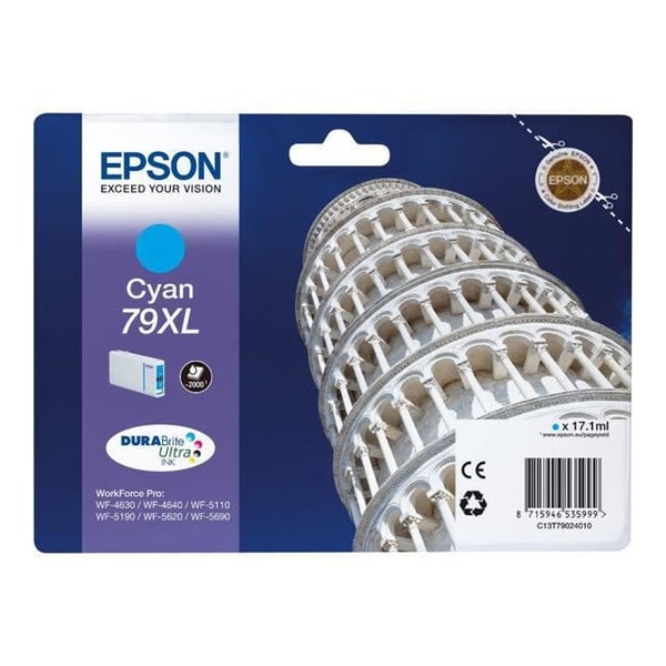 EPSON 79 XL syaani mustekasetti - Pisan kalteva torni (C13T79024010)