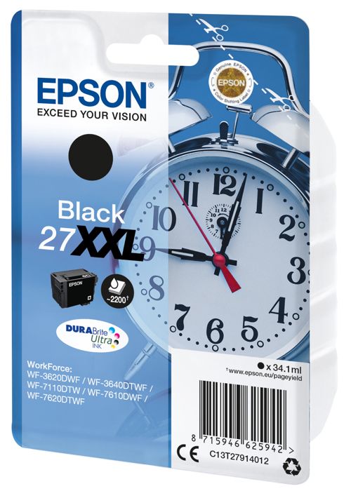 EPSON 27 XXL sort blækpatron - meget høj kapacitet 34,1 ml