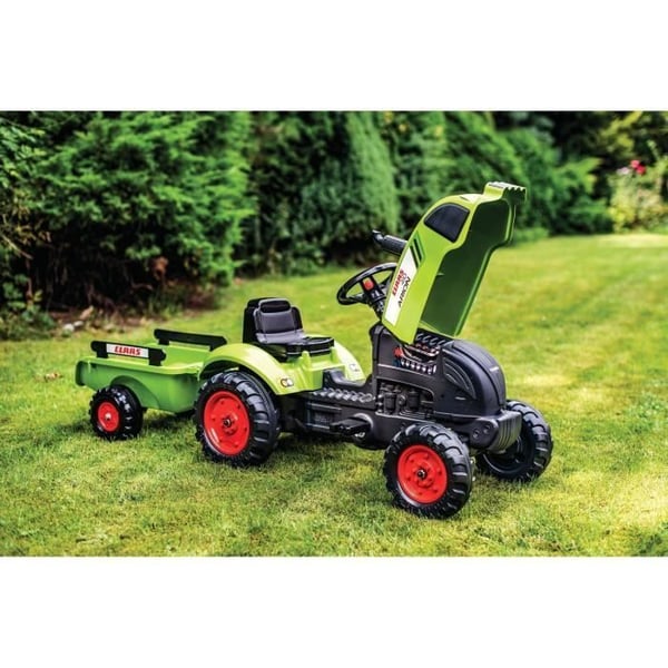 Traktor med släpvagn och öppningsbar huv - FALK - Klass - Från 2 år - 100 % Tillverkad i Frankrike - 75 % återvunnen plast