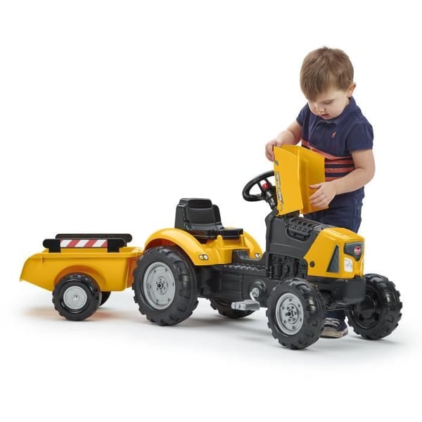 FALK SuperBuilder pedaltraktor - åbningsbar kaleche og anhænger - til børn i alderen 2 til 5 år