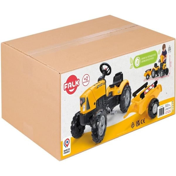FALK SuperBuilder pedaltraktor - åbningsbar kaleche og anhænger - til børn i alderen 2 til 5 år