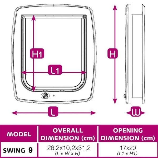 FERPLAST Swing Plast Kattlucka - 26,2 x 10,2 x 31,2 cm - Brun - För stora katter och små hundar