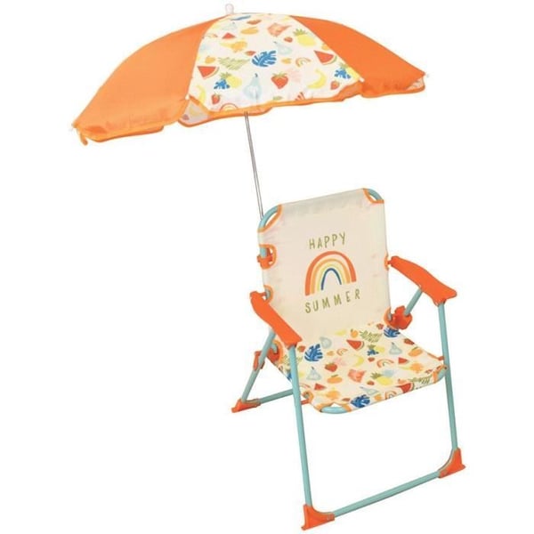FUN HOUSE Fruity's foldbar campingstol med paraply - H.38,5 x B.38,5 x D.37,5 cm + Paraply ø 65 cm - Til børn FUN HOUSE Fruity's foldbar campingstol med paraply - H.38,5 x B.38,5 x D.37,5 cm + Paraply ø 65 cm - Til børn
