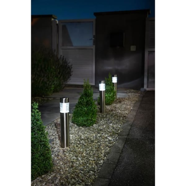 Solcellepullert i rustfrit stål - GALIX - 0,13W - 10 lumen - 8 timers lys - 1 hvid LED