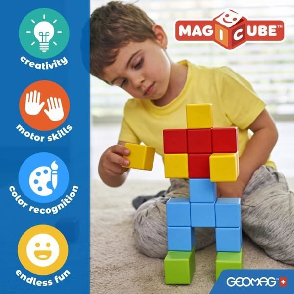 Magnetiska block - GEOMAG - Magicube 208 - 9 delar - Olika former - Djur - Återvunnen plast