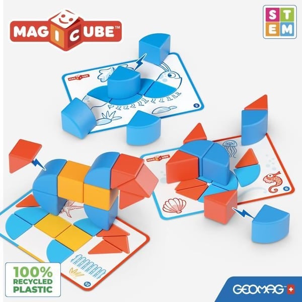 Magnetiske klodser - GEOMAG - Magicube klodser og kort - 16 dele - Uddannelsesmæssigt - Genbrugsplast