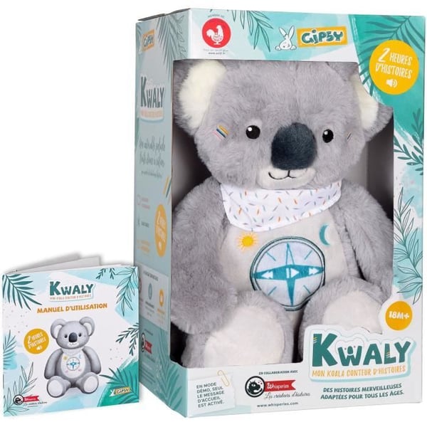 Gipsy Toys - KWALY - Fortællende Koala - Interaktiv Talende Plys - Fransk Version - 2 Timer med Vidunderlige Fortællinger