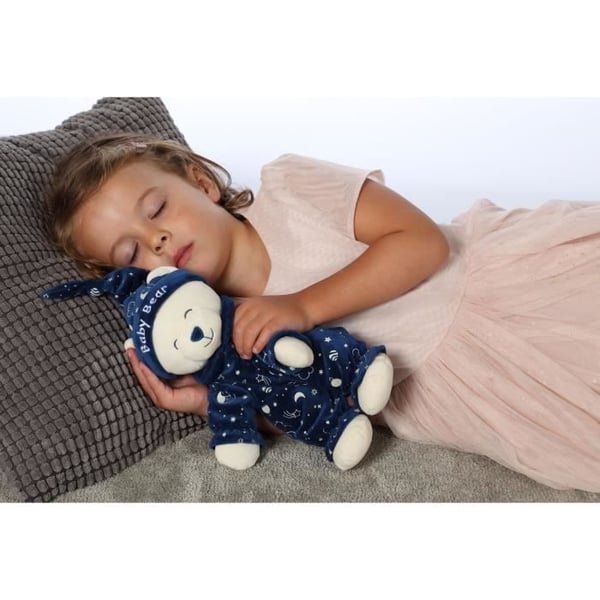 Gipsy Toys - Babybjørn, der lyser i mørket - Blødt legetøj til børn - Lyser i mørket - Sælges i gaveæske - 24 cm - Blå - Beige
