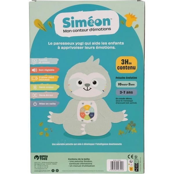Gipsy Toys - Simeon. Min følelsesfortæller - Interaktiv musikalsk plyslegetøj og historiefortæller - 28 cm