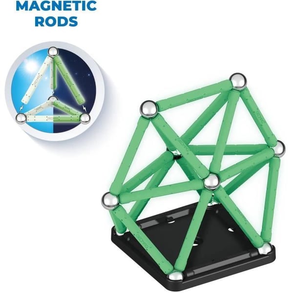 Byggesæt - GEOMAG - Glow Recycled - 42 dele - Selvlysende - Magnetisk - Genbrugsplast