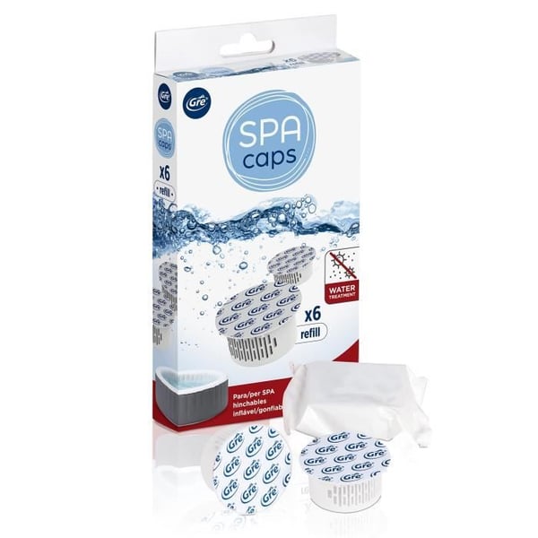 GRE - SPA CAPS -täyttöpakkaukset puhallettavien kylpylöiden desinfiointiin - klooriton - 6 kapselia