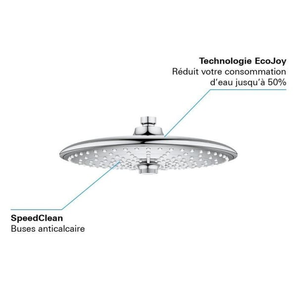 GROHE - Vitalio Joy 260 hovedbruser - 3 stråler - krom - 1/2 gevindtilslutninger - vandbesparende