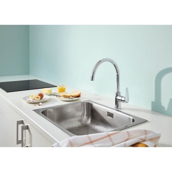 Engreppsblandare för diskho - GROHE - 31554001 - Svanhals - Krom - Metall - Grå