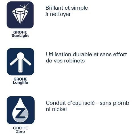 Engreppsblandare för diskho - GROHE - 31554001 - Svanhals - Krom - Metall - Grå