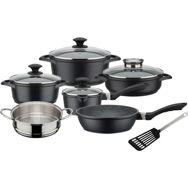 10-delt køkkengrejsæt - GSW - GOURMET GRANIT - Støbt aluminium - Kompatibel med induktion