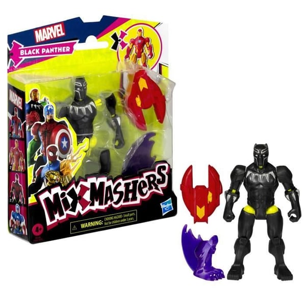 MixMashers Black Panther. 12 cm anpassningsbar figur att mixa och matcha med tillbehör. Marvel. Från 4 år