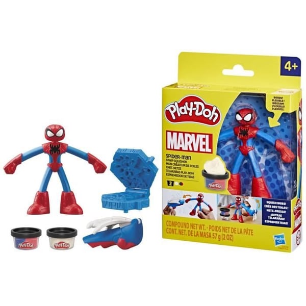 Play-Doh Hämähäkkimies. Verkkojeni rakennussarja, jossa on joustava hahmo ja muovailuvahaa. Ikä 4. Marvel