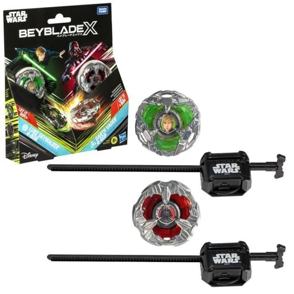 Beyblade X Multipack Luke Skywalker 4-80B vs. Darth Vader 4-60B Topp. Star Wars. Ålder 8+