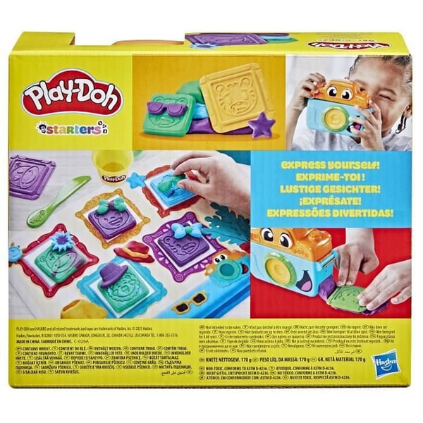 Play-Doh My Little Photos -aloitusmuovausmassaa. Leikkikamera. 7 tarviketta ja aktiviteettimattoa. 2-vuotiaasta alkaen.