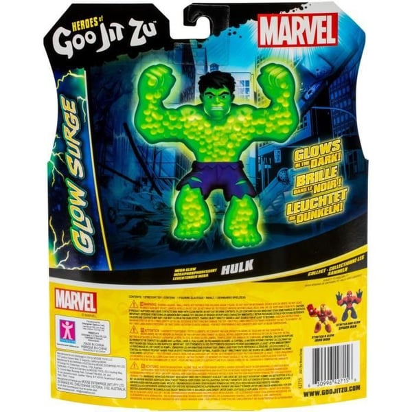 Hulk Glow Surge 11cm - Heroes OF GOO JIT ZU - MARVEL - Valaiseva ja pidennettävä figuuri